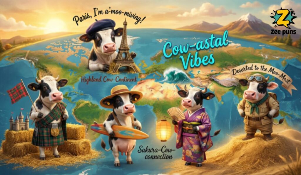 Cows Without Borders Travel & Geography-Themed Cow Puns