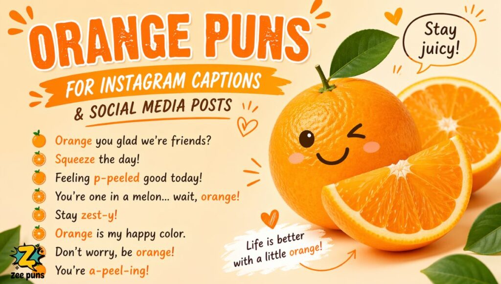 funny Orange Puns for Instagram Captions & Social Media Posts