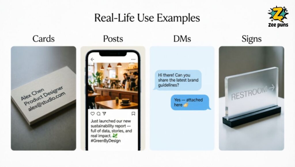 Real-Life Use Examples (Cards, Posts, DMs, Signs)