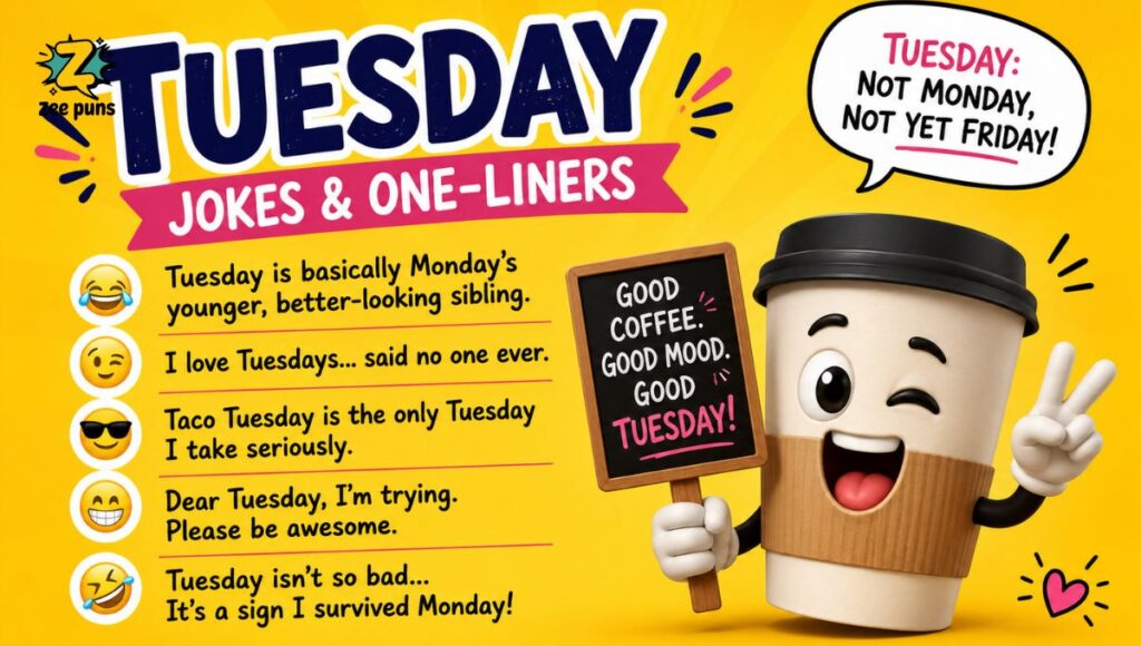 Funny Tuesday Jokes One-Liners for Instagram & Social Media Captions