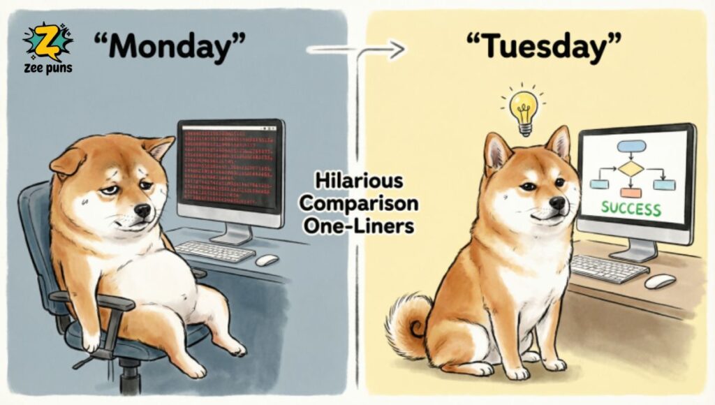 Monday vs. Tuesday Hilarious Comparison One-Liners