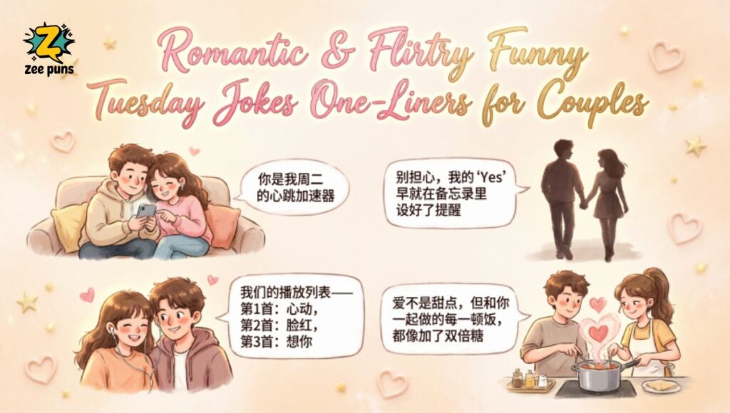 Romantic & Flirty Funny Tuesday Jokes One-Liners for Couples