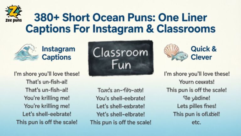 380+ Short Ocean Puns One Liner Captions For Instagram & Classrooms